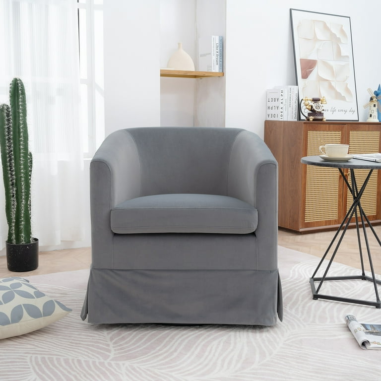 Wide Swivel Accent Chair with Thick Base, Modern Round