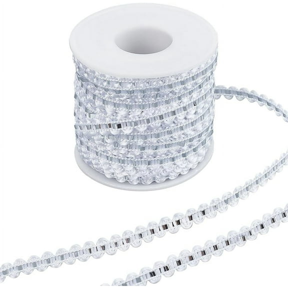 27.3Yds RIC Rac Trim Ribbon 0.3" Wave Sewing Bending Fringe Trim Metallic Yarn Lace Ribbons White Wrapping Fabric Elastic Ribbon Lace Zig Zag Craft for Clothes Sewing Flower Making
