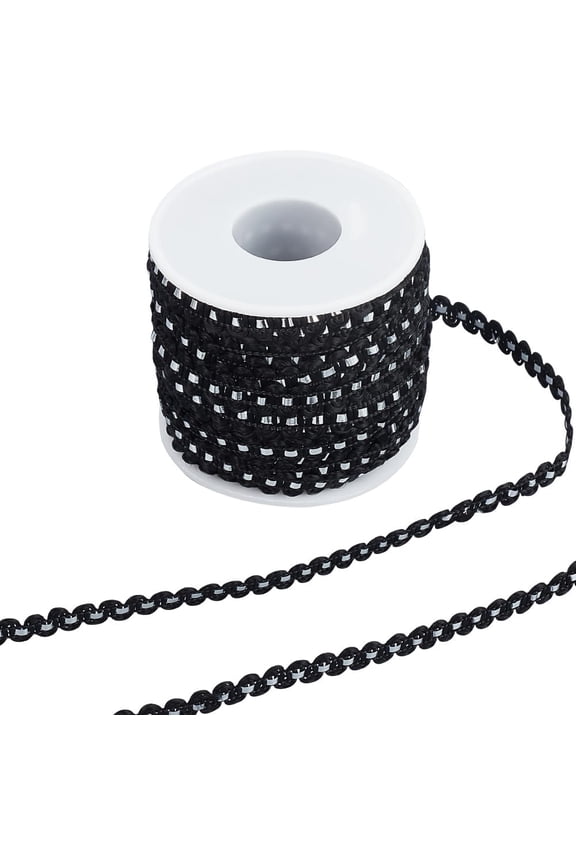 27.3Yds RIC Rac Trim Ribbon 0.3" Wave Sewing Bending Fringe Trim Metallic Yarn Lace Ribbons Black Wrapping Fabric Elastic Ribbon Lace Zig Zag Craft for Clothes Sewing Wedding
