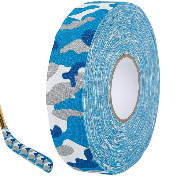27.43 Yards Blue Camo Tape Cool Camouflage Pattern Athletic Sport Muscles Protective Non Slip Ice Hockey Pucks Skiing Stick Bat Racket Grip Polycotton Duct Tapes for DIY Craft Supply Box Clear
