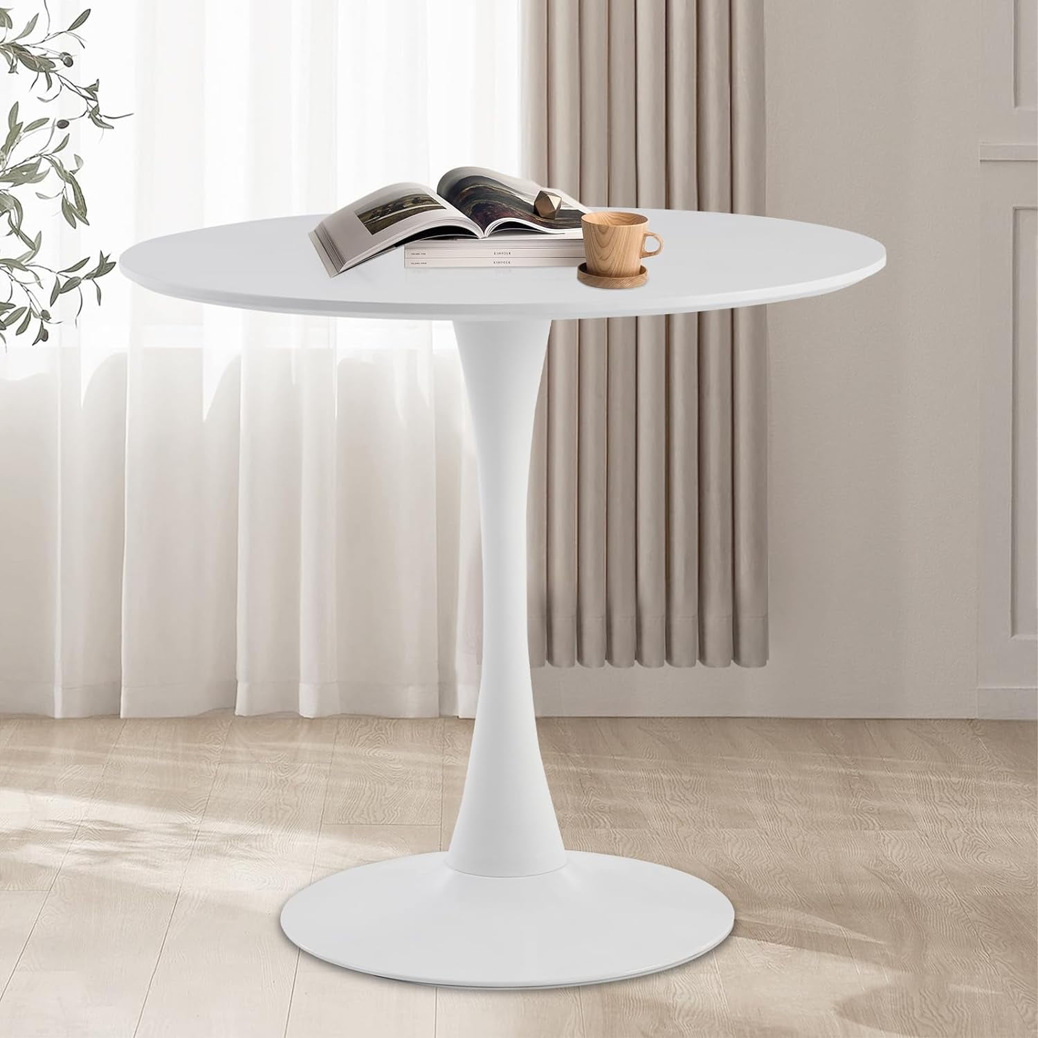 27.5" Small Round Dining Table Modern Tulip Style Table for 12 People