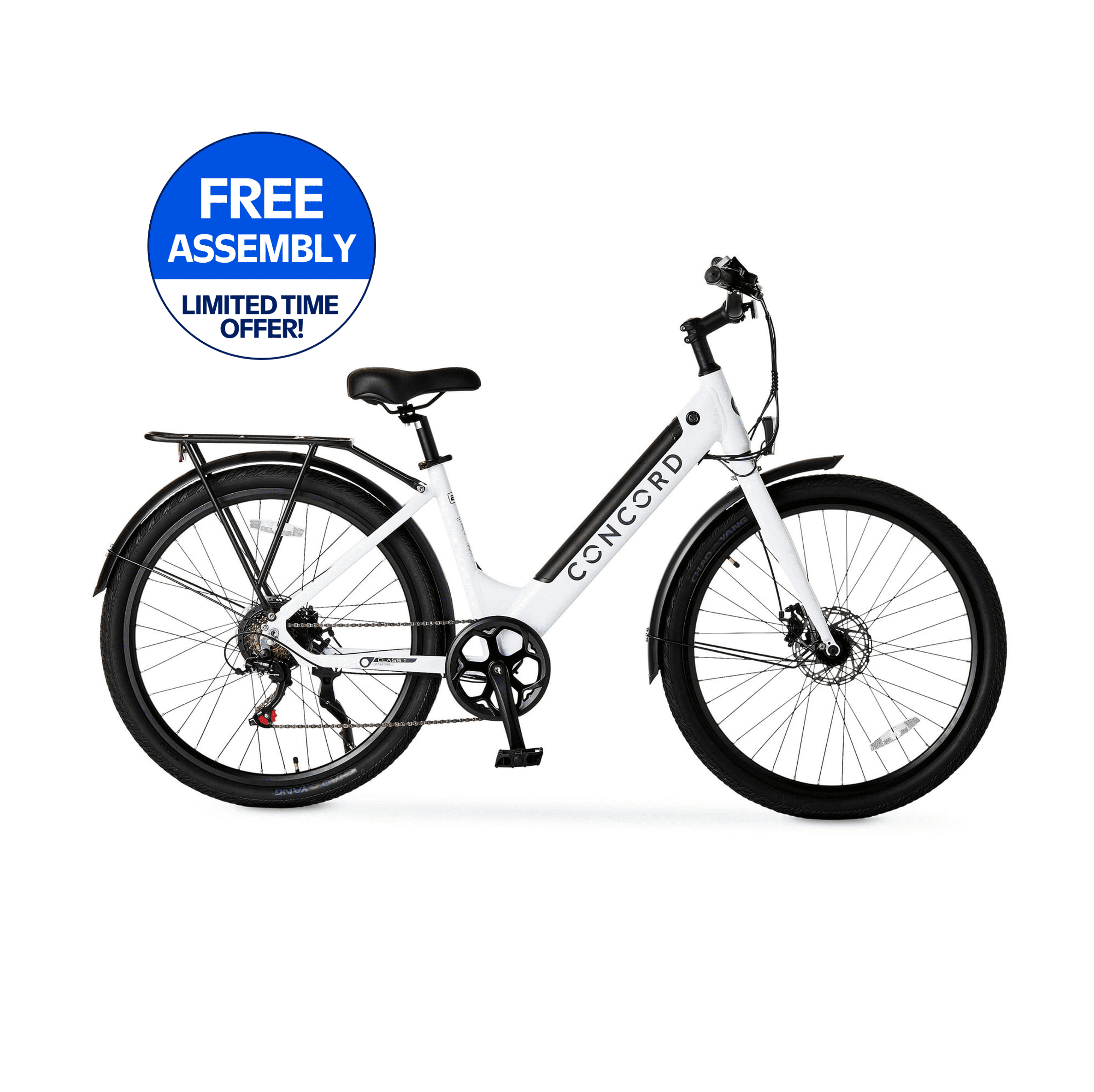 27.5" Concord Step-Thru Electric Commuter Bike, 36V, White, Fits Riders 5'1" - 6'1", Adult, Unisex
