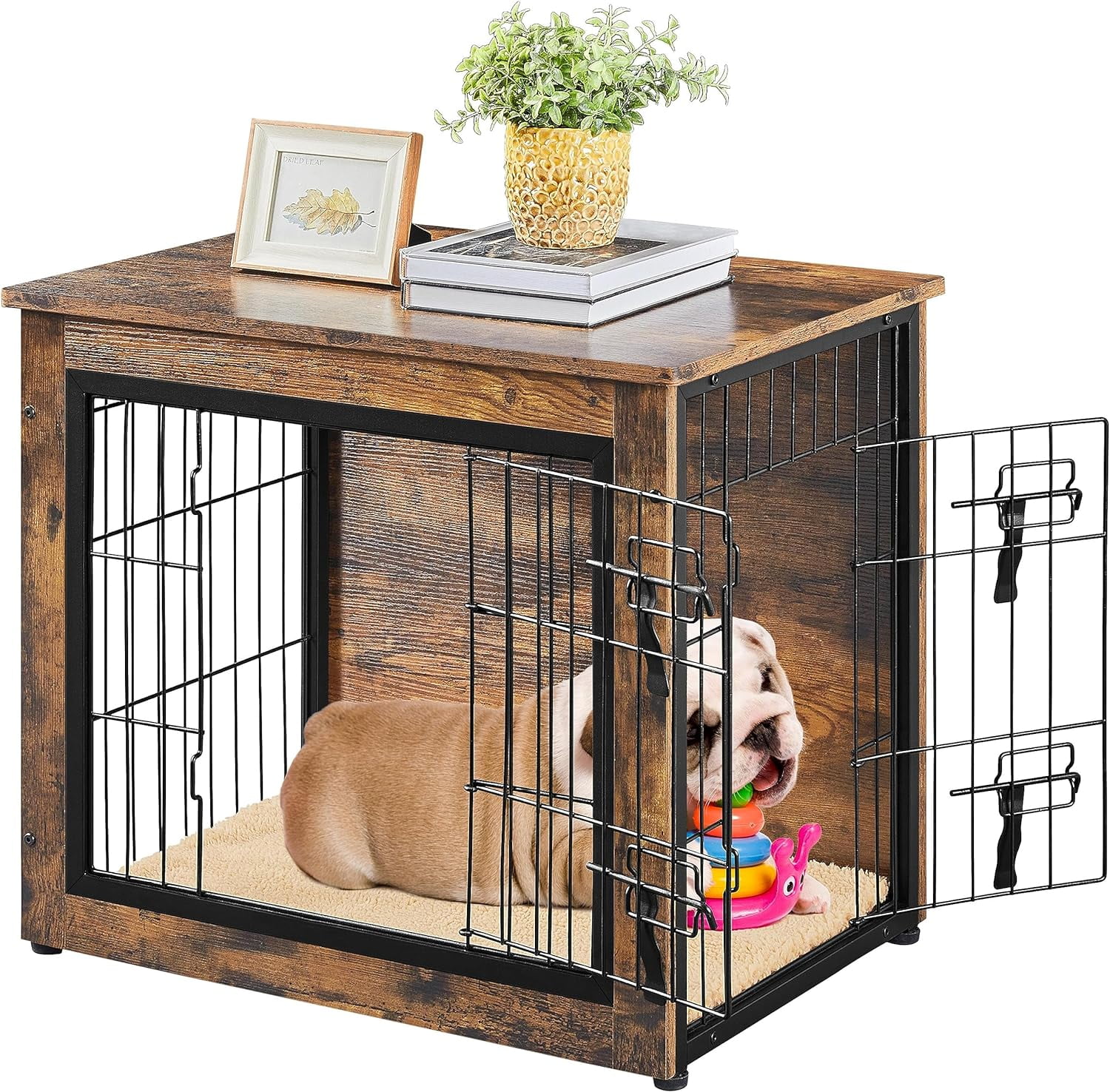 Visual Reference: 27 5 Dog Crate Furniture With Cushion Wooden Dog Crate