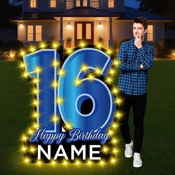 Unbranded 1 in x 1 in Happy Birthday 16th Birthday Yard Signs 16