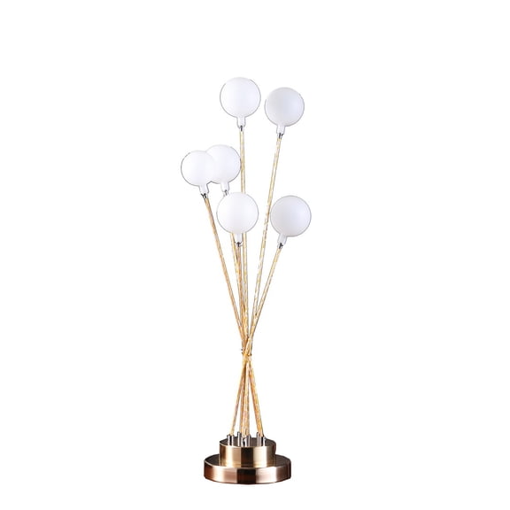 27.5-Inch 6-Light Acrylic Globe LED Chrysanthe Yellow Gold Metal Table Lamp