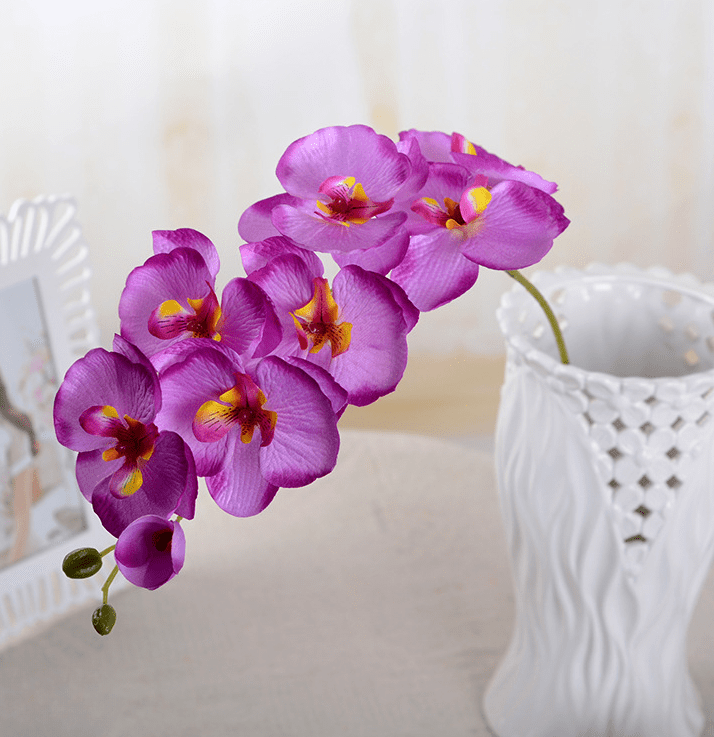 27.5 Inch 8 heads Artificial Phalaenopsis Flowers Branches 1 pc Silk Orchids Flowers Stem Plants for Home Office Wedding Decoration