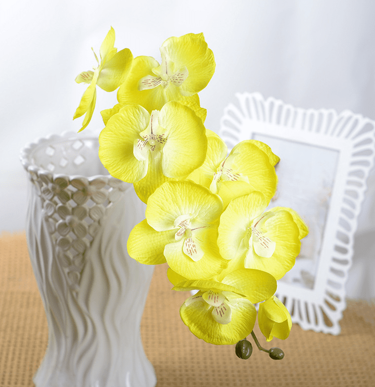 27.5 Inch 8 heads Artificial Phalaenopsis Flowers Branches 1 pc Silk Orchids Flowers Stem Plants for Home Office Wedding Decoration