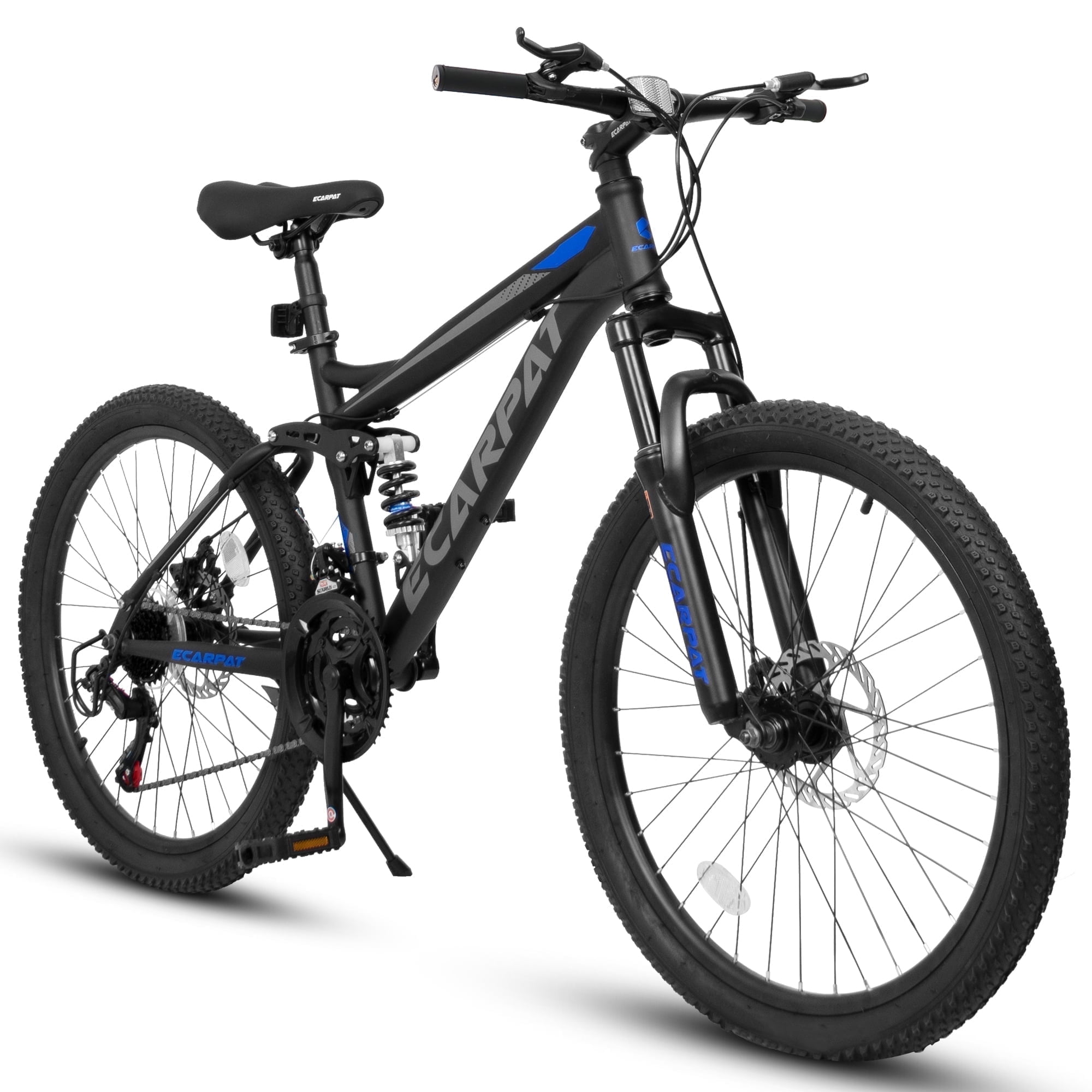 27.5 Inch Mountain Bike Wheel, Dual Full Suspension 21-Speed Disc Brakes Thumb Shifter,Carbon Steel Frame Mountain Bike, Mens Womens Trail Commuter City Bicycles