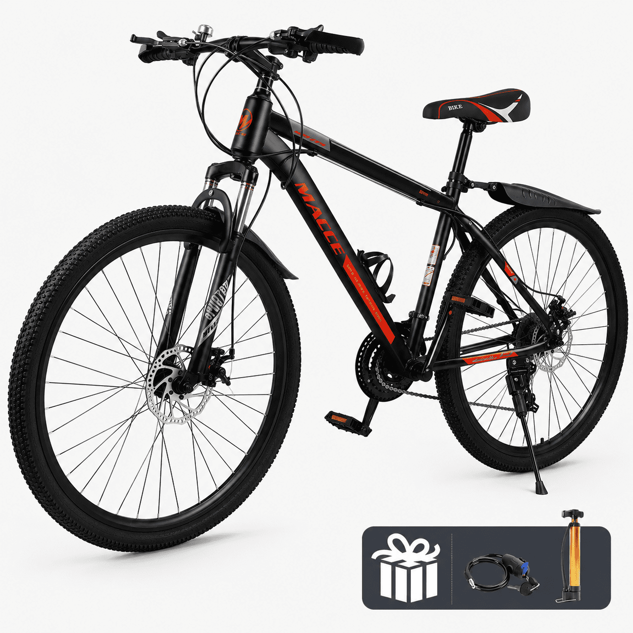 27.5 Inch Mountain Bike for Adult, 27-Speed Front Suspension High-Carbon Steel MTB Bicycle, Dual Disc Brake Bikes for Men Women, Silver