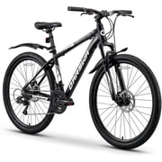 QARSWA 27.5" Mountain Bike for Adults & Teens, 21-Speed Aluminum Frame, Front Suspension, Disc Brake, Black