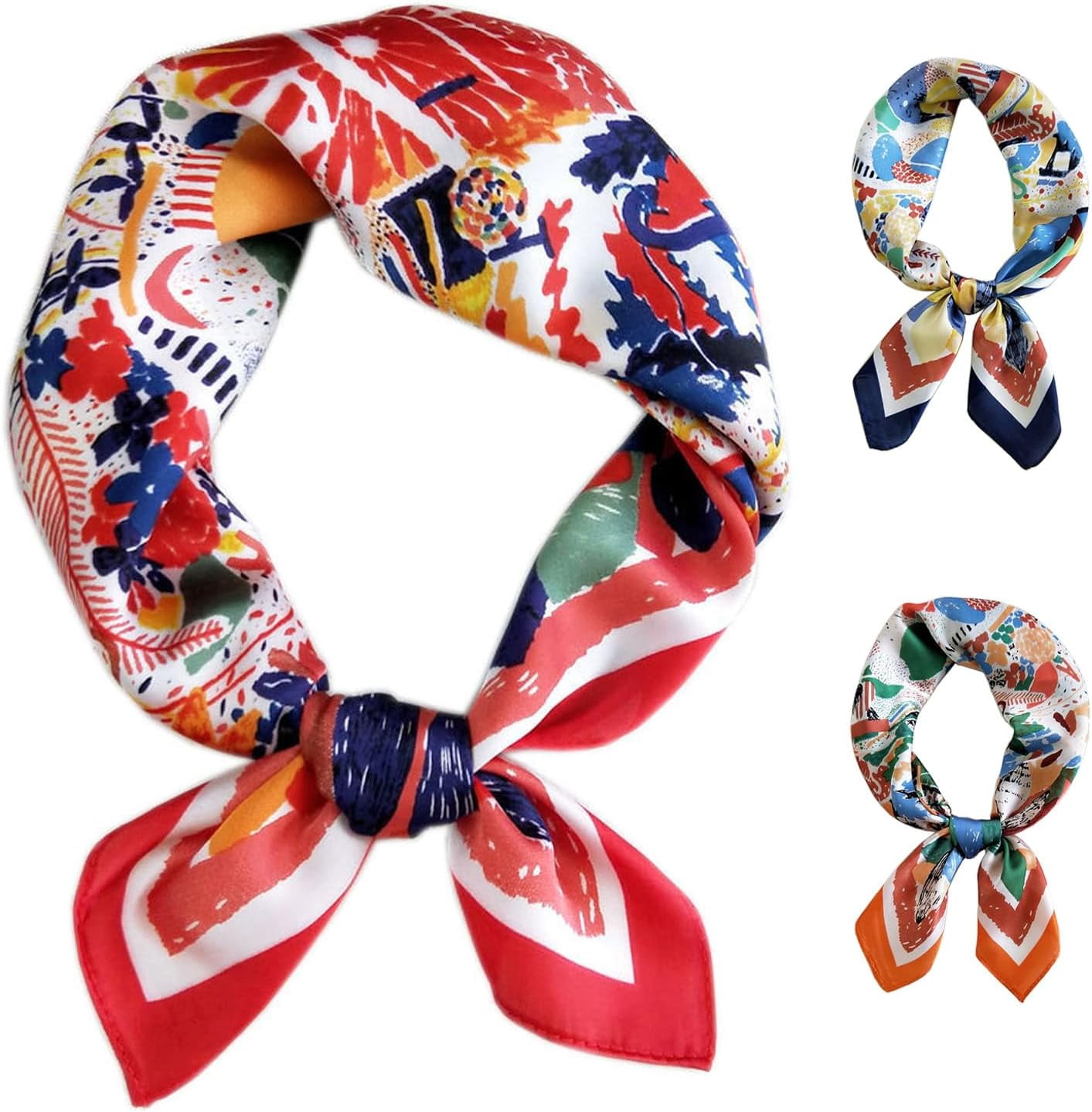 27.5 Inch Silk Feeling Scarf for Women Square Satin Head Scarf Hair