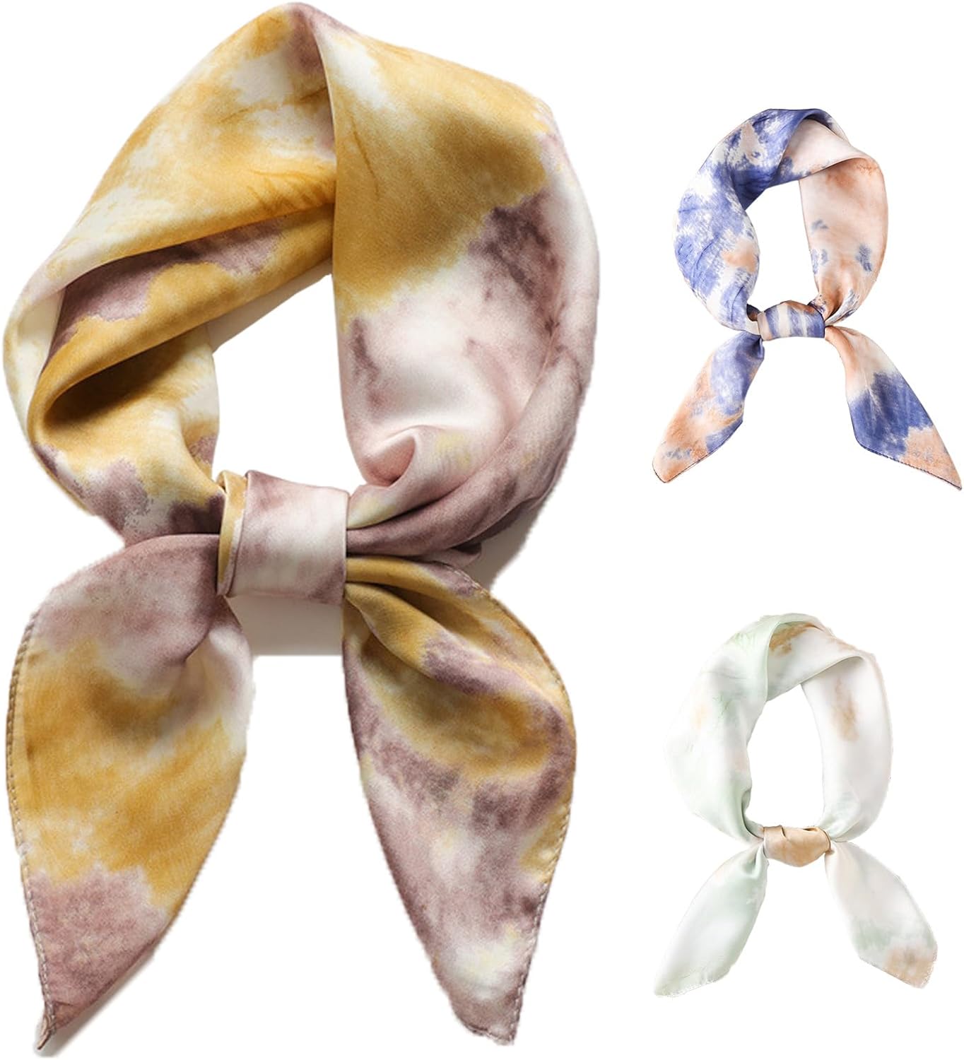 27.5 Inch Silk Feeling Scarf for Women Square Satin Head Scarf Hair