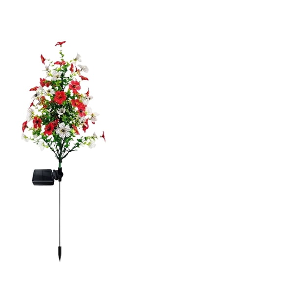 27.5-Inch Solar Violet Tree Lamp - Weather-Resistant LED Ground Spike Light for Garden, Lawn, and Pathway Accent (Red Bloom Design)