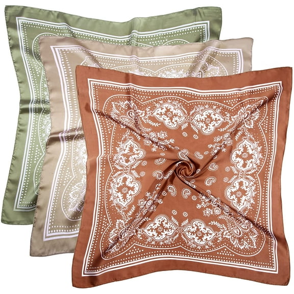 27.5 Inches Silk Head Scarf for Women Men Vintage Bandanas Satin Hair Scarf Silk Wrap Neck Square Scarves
