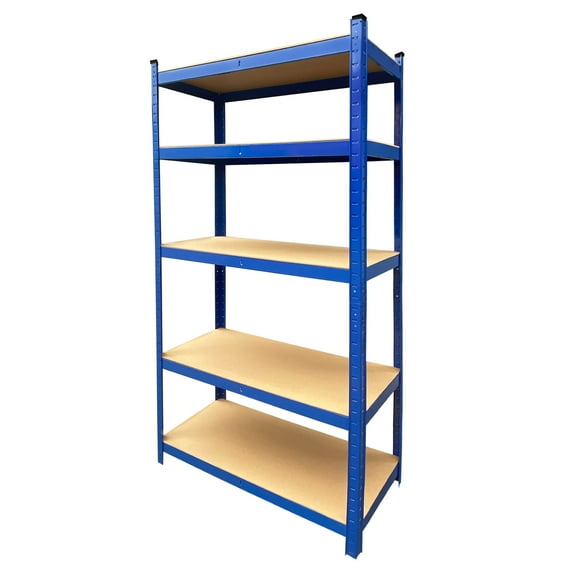 27.5"L x 11.8"D x 59"H Shelving Unit Storage Rack 5-Shelf Adjustable Garage Shelves Utility Rack Display for Home Office Garage, 386lbs Capacity Per Tier Boltless Easy Installation, Blue