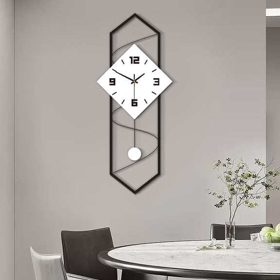27.5" Modern Metal Wall Clock Silent, Black & White, Iron Frame with Solid Wood Dial, Stylish Home Decor for Kitchen, Living Room, Office