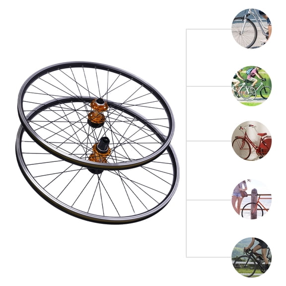 27.5" Mountain Bike Wheelset, Aluminum Alloy Front & Rear Rims with Disc Brake Hubs, Compatible with 7/8/9/10/11/12 Speed Cassette for MTB/Road Bikes (Tires Not Included, Golden)