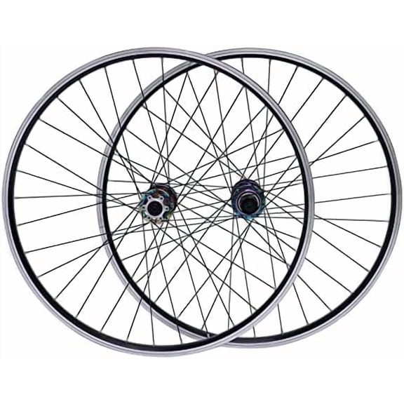 27.5" Mountain Bike Wheelset, Aluminum Alloy Rim Disc Brake Wheelset,Quick Release Front Rear Wheels Black Bike Wheels,Dual-Six-Hole Disc-Brakes, Compatible 7-12 Speed Cassette(Coloured)