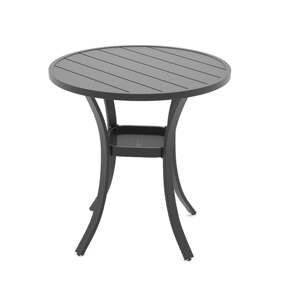 27.5" Outdoor Dining Table, Patio Side Table for Lawn Garden Backyard, Round, Black