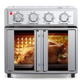 thumbnail image 1 of 27.5 Quart 6 Slices Large Air Fryer Convection Toaster Oven, French Door, 1700W, Multifunction Oven for Air Fryer, Toast, Grill, Defrost, Bake, Time and Temperature Controls, Silver, 1 of 6