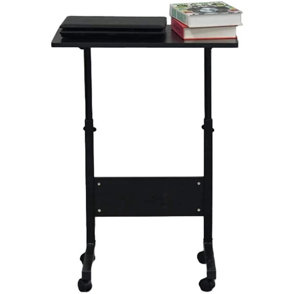 27.5" Small Computer Desk, Solid Wood Legs, Ergonomic Arched Design, PC Work Study Table for Home Office, Yellow Wood