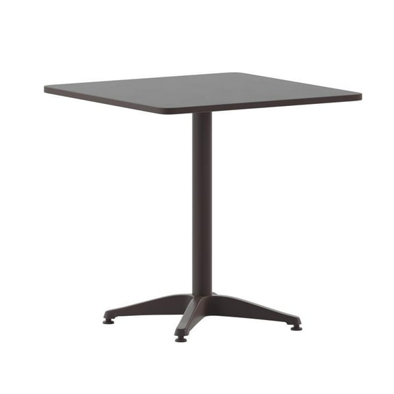 27.5'' Square Bronze Aluminum Commercial Restaurant Dining Table with Metal Base For Indoor or Outdoor Us