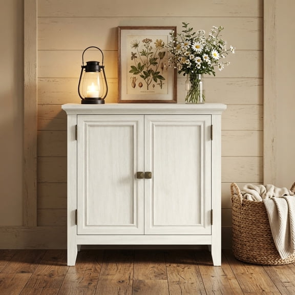 27.5"Wide Grayish-White Bohemian 2-Door Buffet Cabinet - Adjustable Shelf Sideboard  Quality Craftsmanship with Premium Materials for Long-Lasting Du
