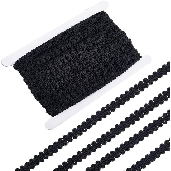 27.5 Yards x 0.28" Decorative Gimp Braid Trim Black Polyester Centipede Woven Lace Ribbon Edge Trimming Applique for Costume Curtain Lampshades Sewing Home Upholstery Jewelry Card Making Black DIY