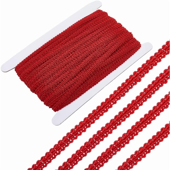 27.5 Yards x 0.28" Decorative Gimp Braid Trim Red Polyester Centipede Woven Lace Ribbon Edge Trimming Applique