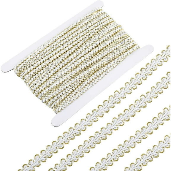 27.5 Yards x 0.28" Gold Metallic Braid Trim Gimp Woven Centipede Trim Embellishments Polyester Lace Edge Ribbon Sewing Applique for Costume Home Upholstery Decorative Curtain Pillow