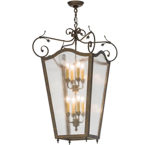 27.5 in. Tessa 8 Light Pendant, French Bronze & Clear Seedy Glass
