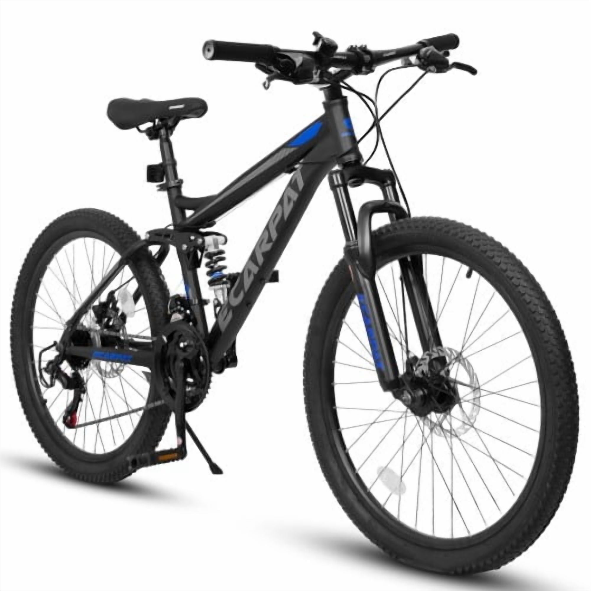 RAISTYW 27.5 inch Mountain Bike, 21-Speed Front Suspension Mens Bicycles with Disc Brakes, High Carbon Steel Frame, Black and Blue