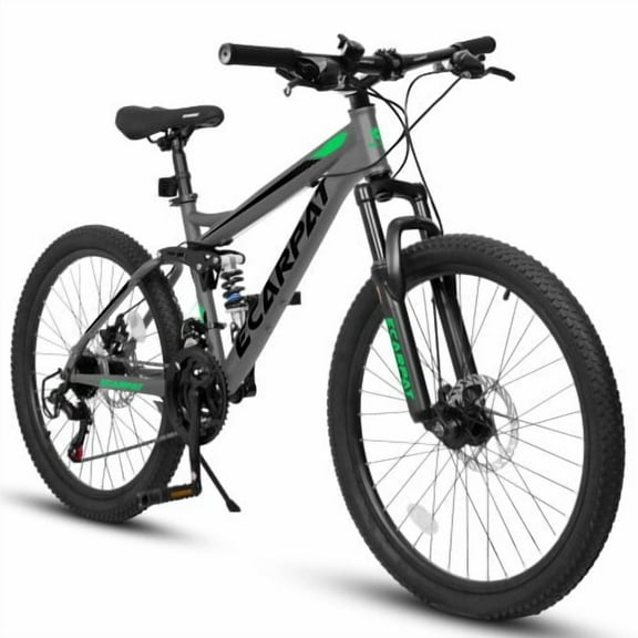 Raistyw 27.5 inch Mountain Bike for Men, 21-Speed Front Suspension Trail Commuter City Mountain Bicycles, High Carbon Steel Frame Disc Brakes Bicycles, Green