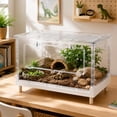 thumbnail image 1 of 27.5 x 16.9 x 15.9 Inch Clear Reptile Terrarium, Foldable Acrylic Reptile Enclosure with Front Access Door & Ventilation, Habitat for Lizards, Geckos, Snakes, Tree Frogs, 1 of 9