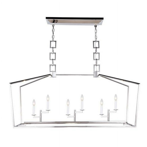 27.5 x 17 x 54 in. Denmark 6 light Polished Nickel Chandelier