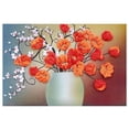 thumbnail image 1 of 27.5 x 19.6 in. Flower Ribbon Embroidery Cross Stitch Kit for Beginner Flower Design DIY Home Wall Decor, Orange, 1 of 1