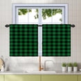 thumbnail image 1 of 27.5 x 36 Inch Buffalo Plaid Check Kitchen Tier Curtains Short Gingham Rod Pocket Linen Window Curtains Small Rustic Window Treatment for Cafe Bathroom Basement Half Window Green Black 2 Panels, 1 of 6
