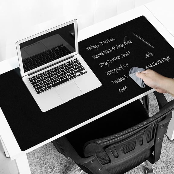 MAKUANG PVC Material Writable and Erasable Desk Mat, 27.5" x 13.8" Waterproof Large Desktop Mouse Pad,Black