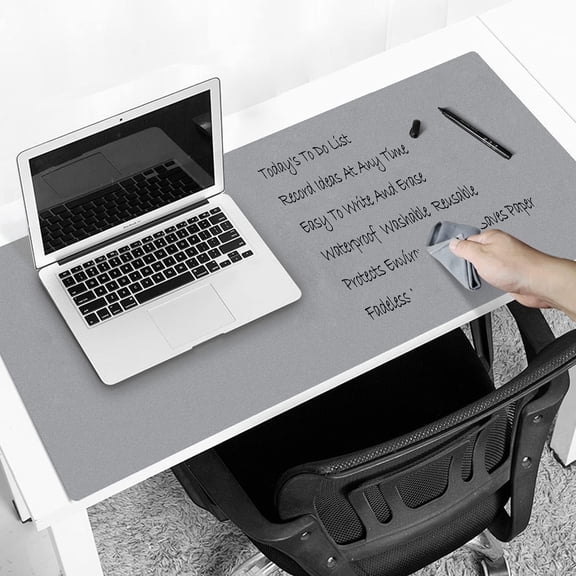 MAKUANG PVC Material Writable and Erasable Desk Mat, 27.5" x 13.8" Waterproof Large Desktop Mouse Pad, Pale Grey