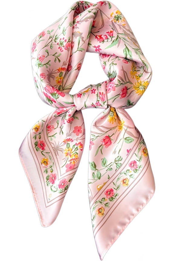27.5"x27.5" Satin Square Scarves for Women - Assorted Printed Silk Feeling Bandana & Neck Scarf Set