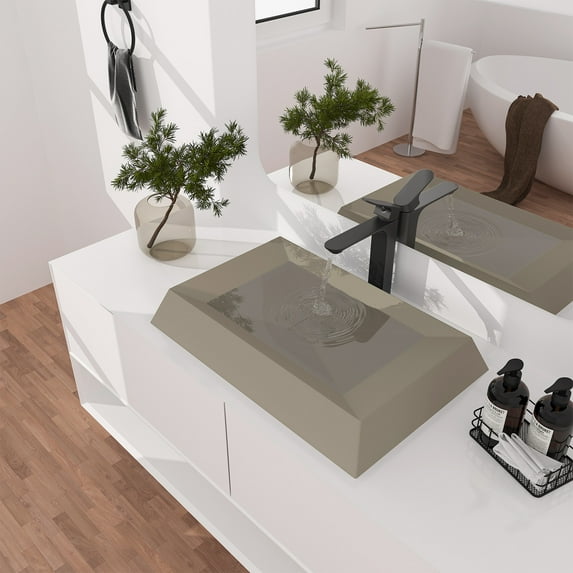 27.56*18.5-inch rectangular cement art basin with X drainage line and same color drainer