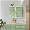 thumbnail image 1 of 27.56"Glass Doors Modern Two-door Wall Cabinet with Featuring Three-tier Storage for Entryway Living Room Bathroom Dining Room,Mint Green, 1 of 11
