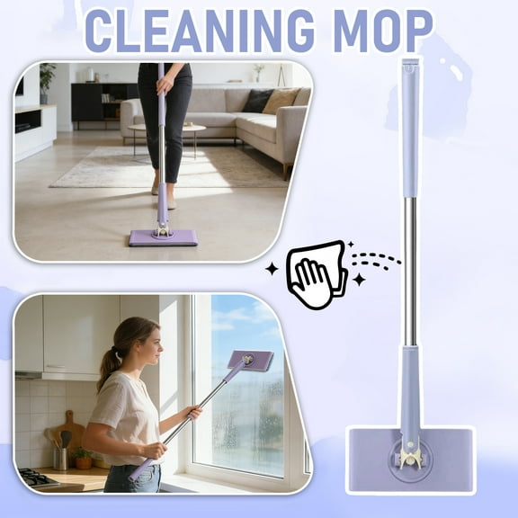 27.56 In Snap Grip Mini Mop,Convenient Cloth Changing Mini Mop,Retractable Gap Dust Cleaner Flat Mops for Multi-Surface, No Wash,(Purple)