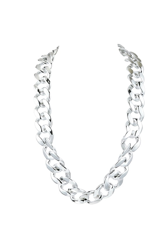 27.56 Inch/70cm Thick Cuban Necklace Chunky Chain Necklace Silver Big Acrylic Costume Punk Style 80s 90s Rapper Chain Accessory diy