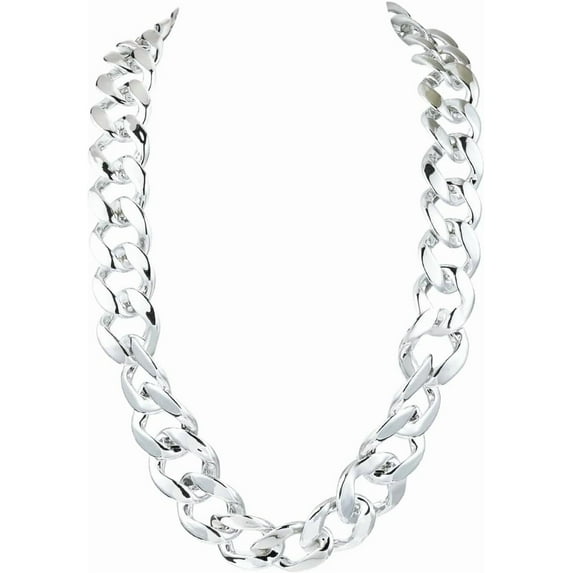 27.56 Inch/70cm Thick Cuban Necklace Chunky Chain Necklace Silver Big ...