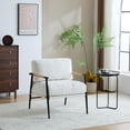 thumbnail image 1 of 27.56 Inch Modern Accent Chair with Plush Cushions, Minimalist Metal Frame and Wooden Armrests for Living Room, Bedroom or Office Seating, White, 1 of 8