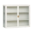 thumbnail image 1 of 27.56"Modern Wall Cabinet with Glass Doors, Bathroom Cabinet with Featuring Three-tier Storage for Entryway Living Room, Bathroom or Dining Room, White, 1 of 6