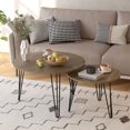 MOONRIVER Antique Nesting Coffee Table Set 2 Circular Wooden & Metal