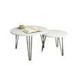 thumbnail image 1 of 27.56'' Round Nesting Coffee Table Set of 2, Circular Nesting End Table Set, Round Marble Tabletop, and Sturdy Metal Base for Living Room, bedroom, White, 1 of 17