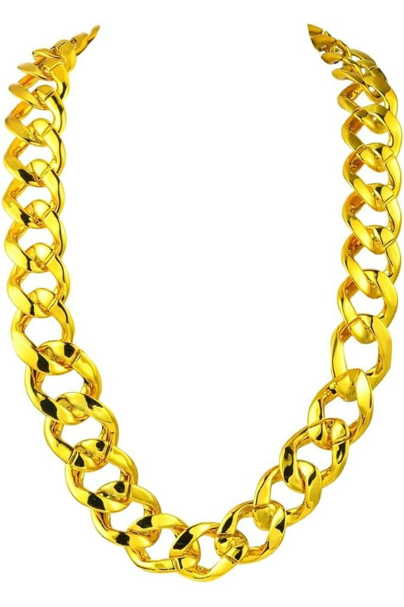 27.56 inch/70cm Gold Chunky Chain Necklace Rapper Cuban Link Chain Acrylic Big Thick Punk Style Costume 80s 90s Necklace Accessory for Clothing Costume Bar Party DIY Jewelry Decoration Gold